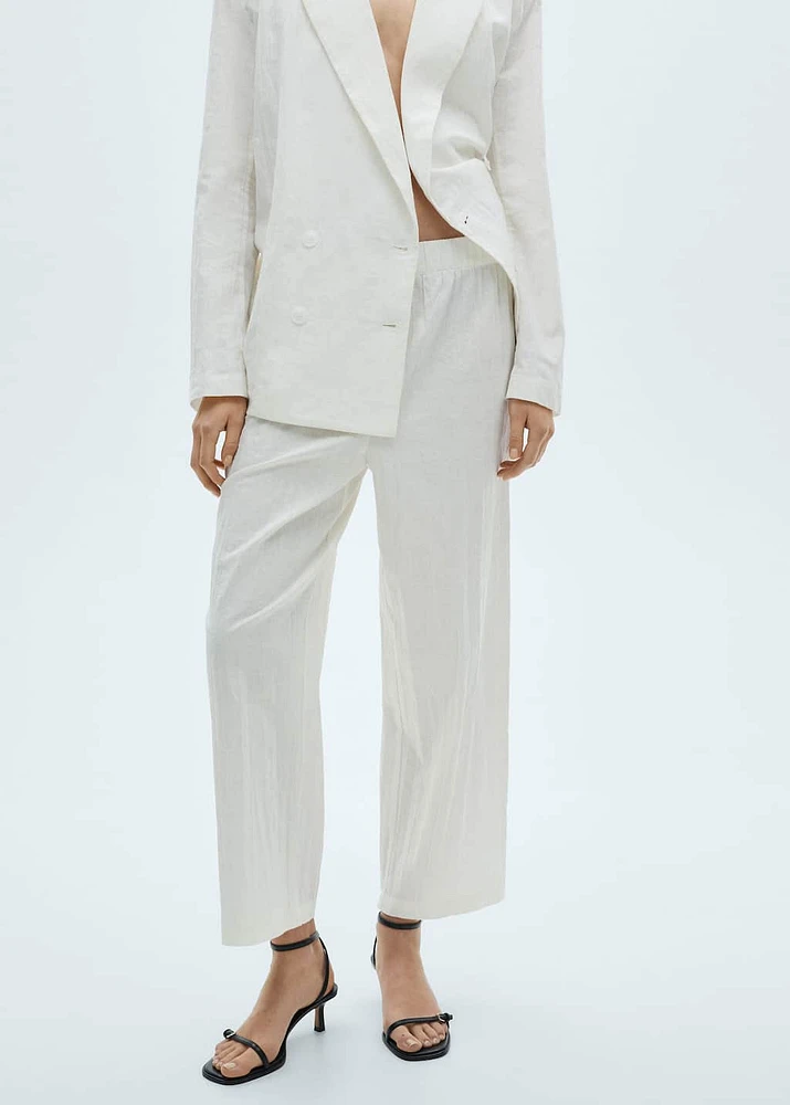 Linen-blend culotte suit pants