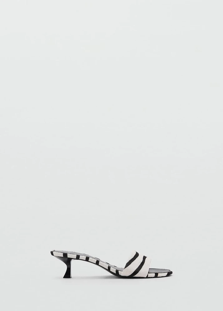 Zebra-print fur sandals