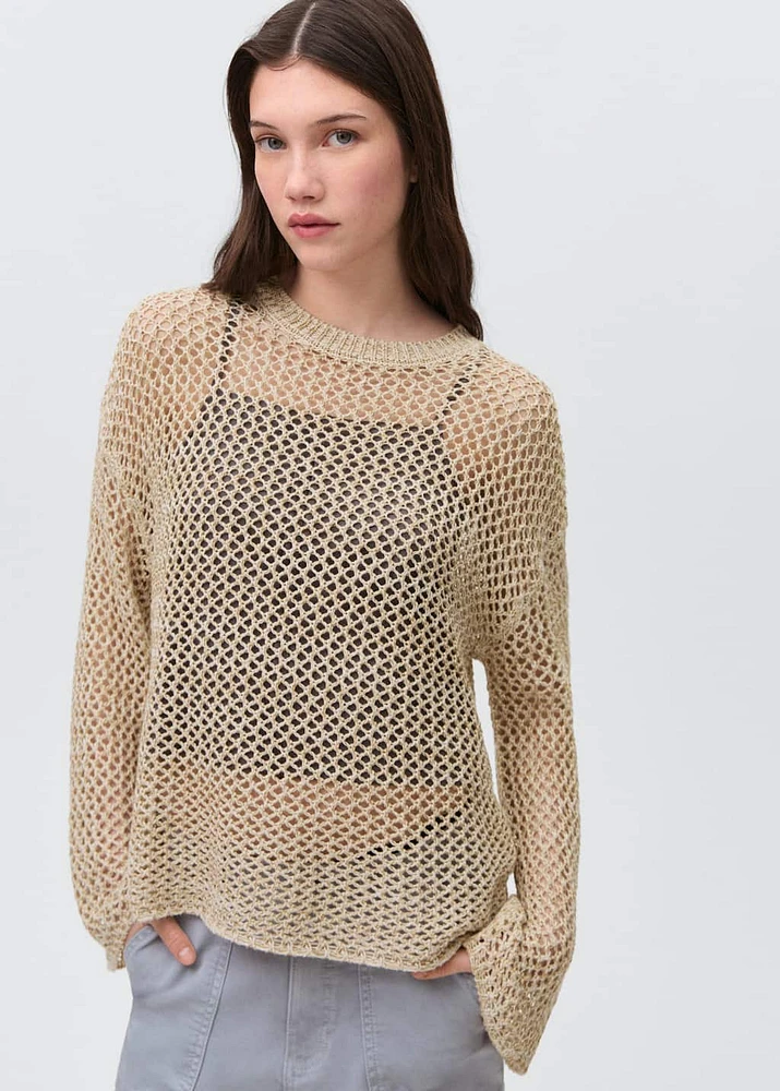 Openwork knit sweater