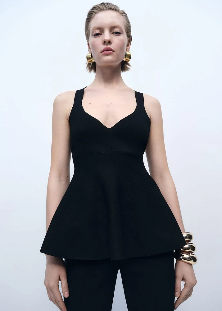 Fine-knit peplum top
