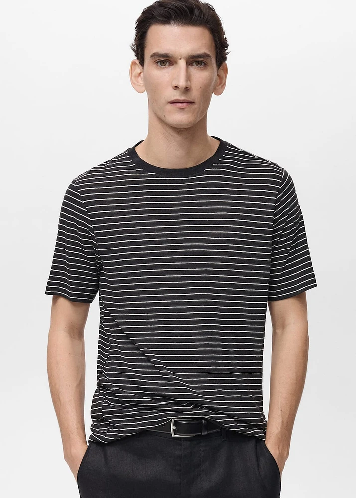 Striped slim-fit linen t-shirt