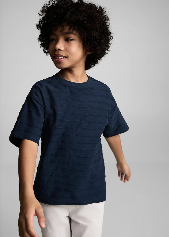 Cotton striped relief t-shirt