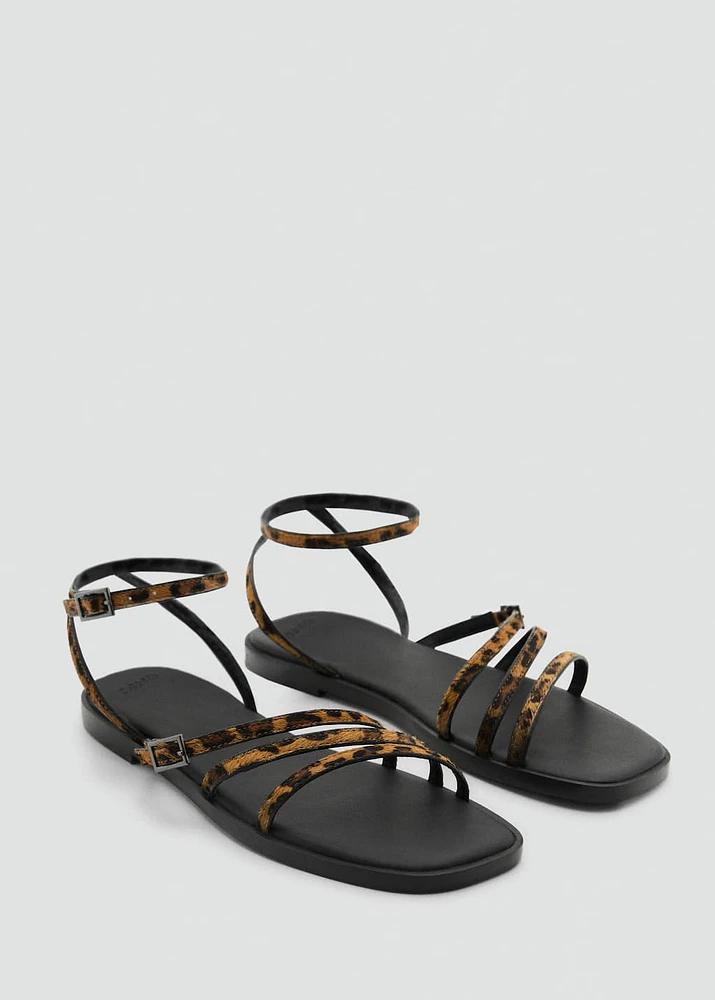 Animal-print sandals with straps