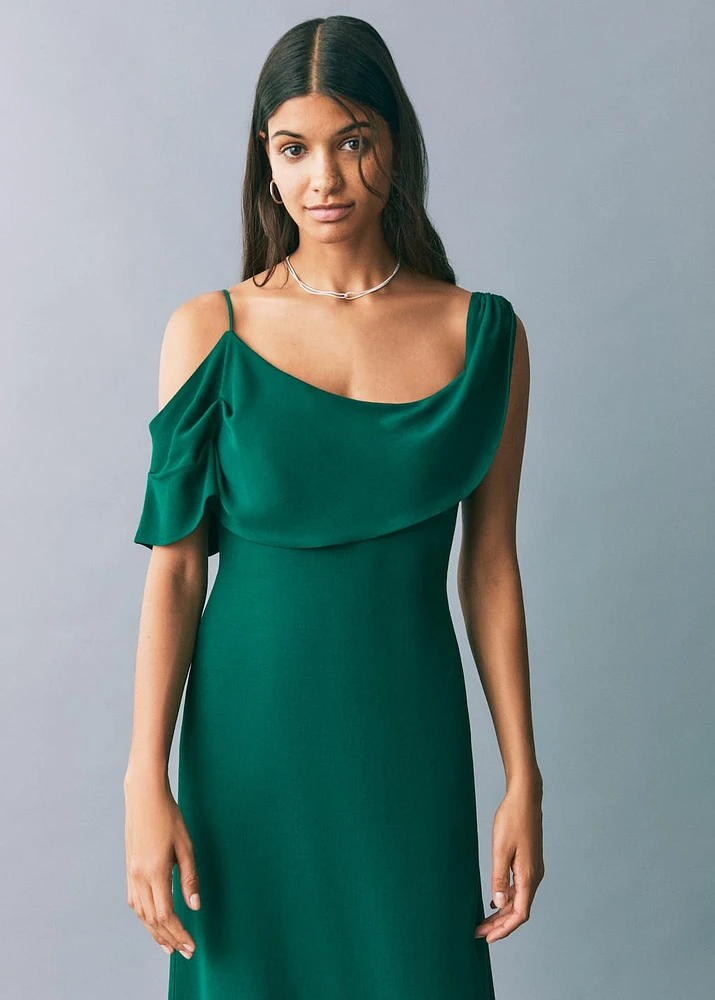 Asymmetrical ruffled chiffon dress
