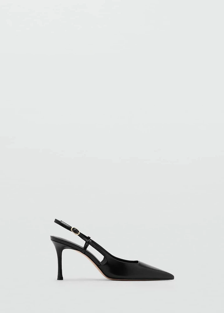 Pointed-toe leather heeled shoes