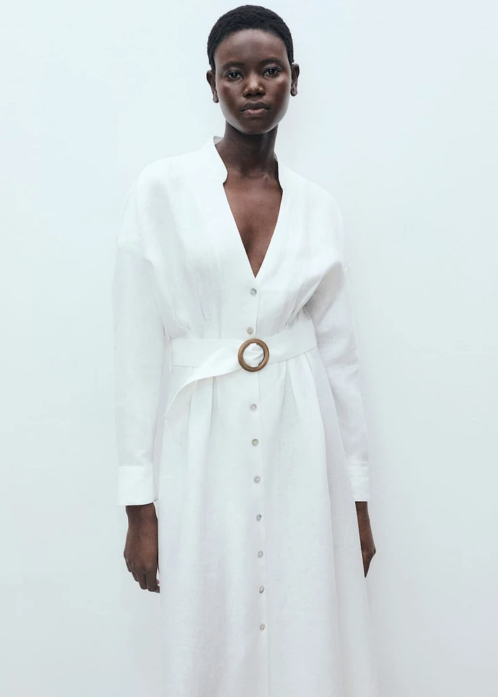 Linen shirt dress with belt