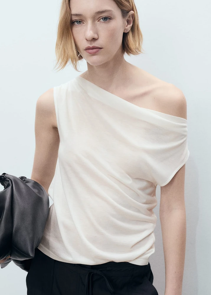 Lyocell top with draped neck