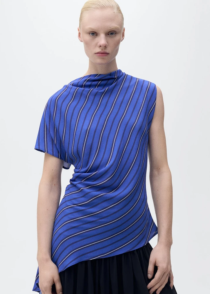Asymmetrical striped blouse