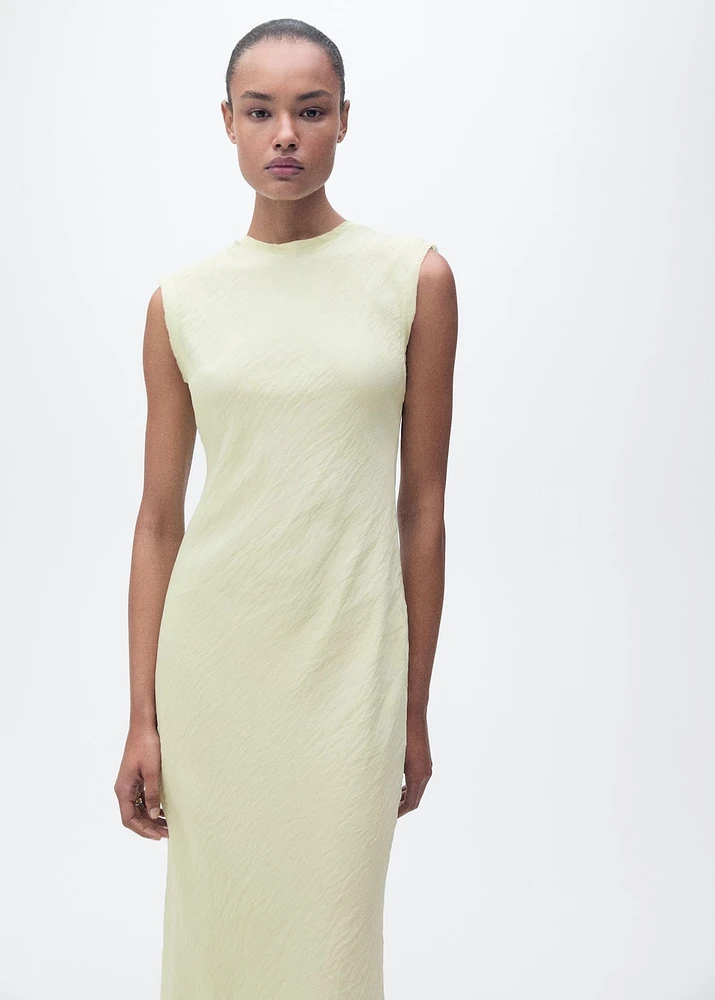 Midi-dress with wrinkled effect