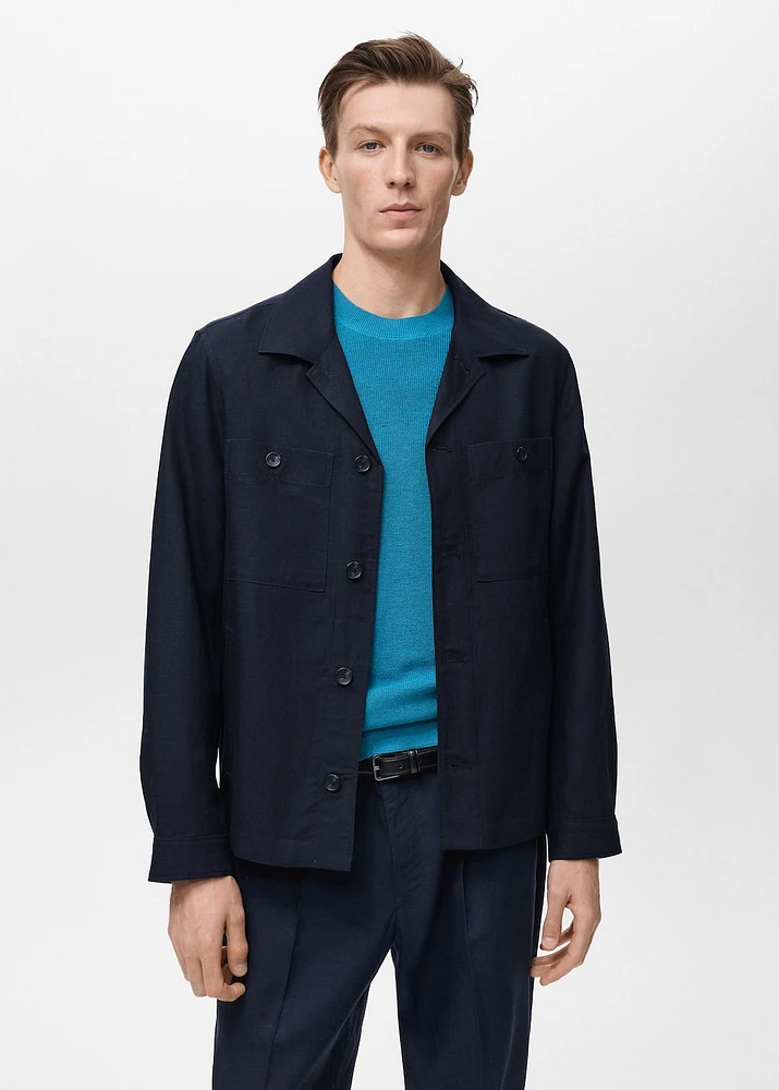 Lyocell linen overshirt with pockets
