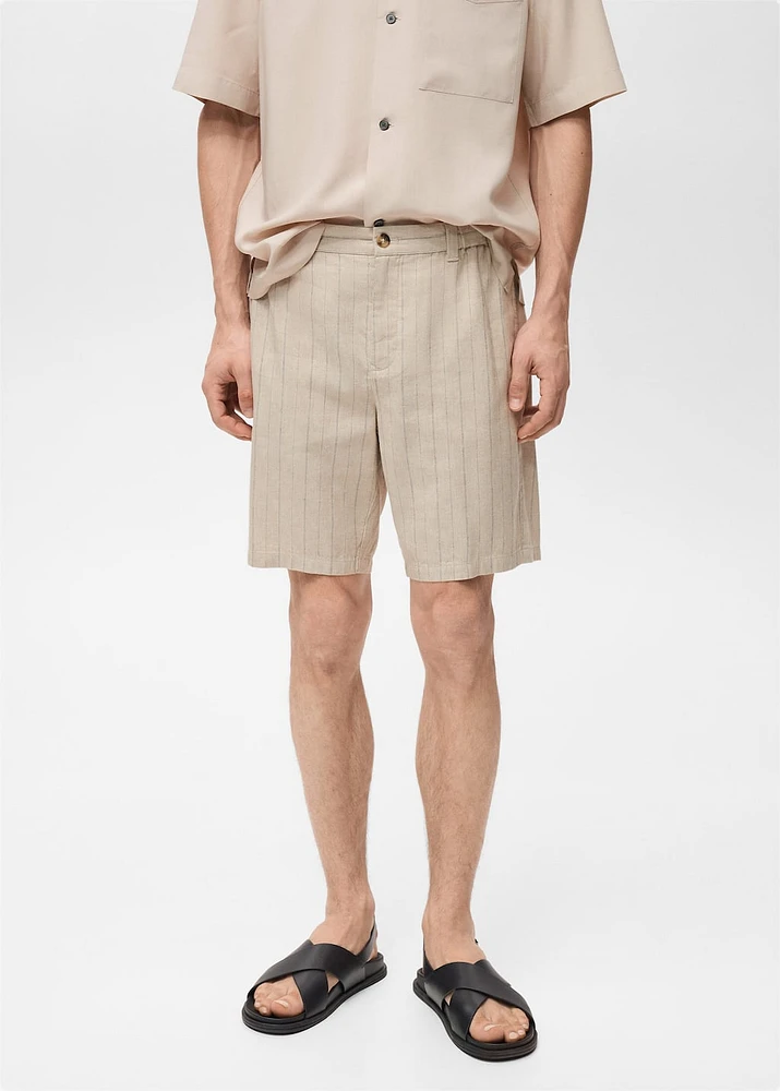 Striped linen-blend Bermuda shorts