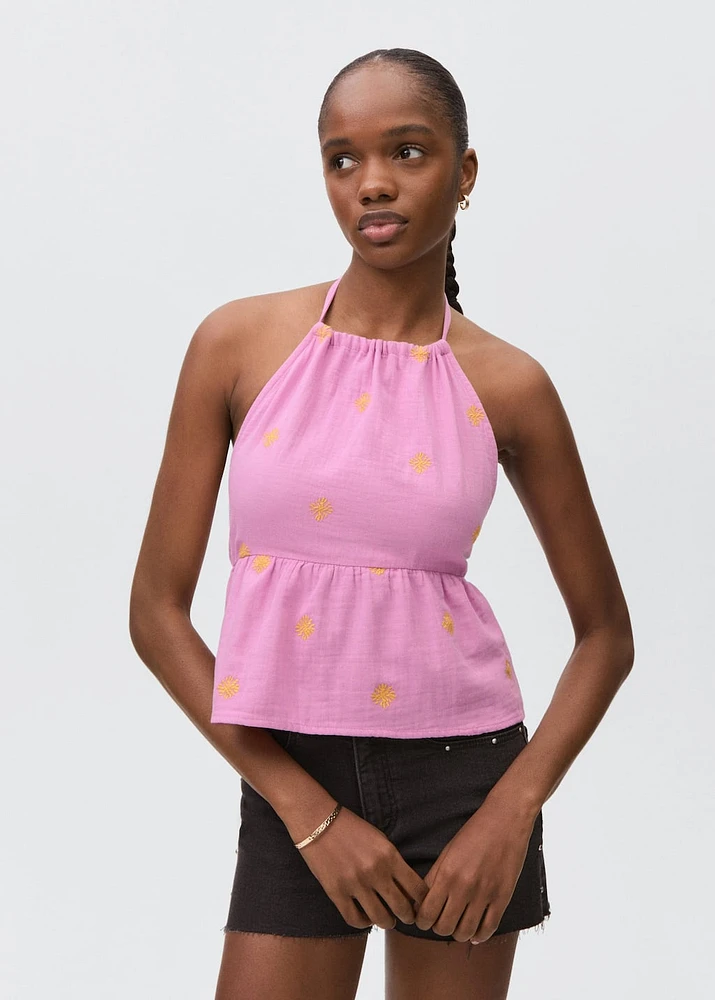 Halter top with open back