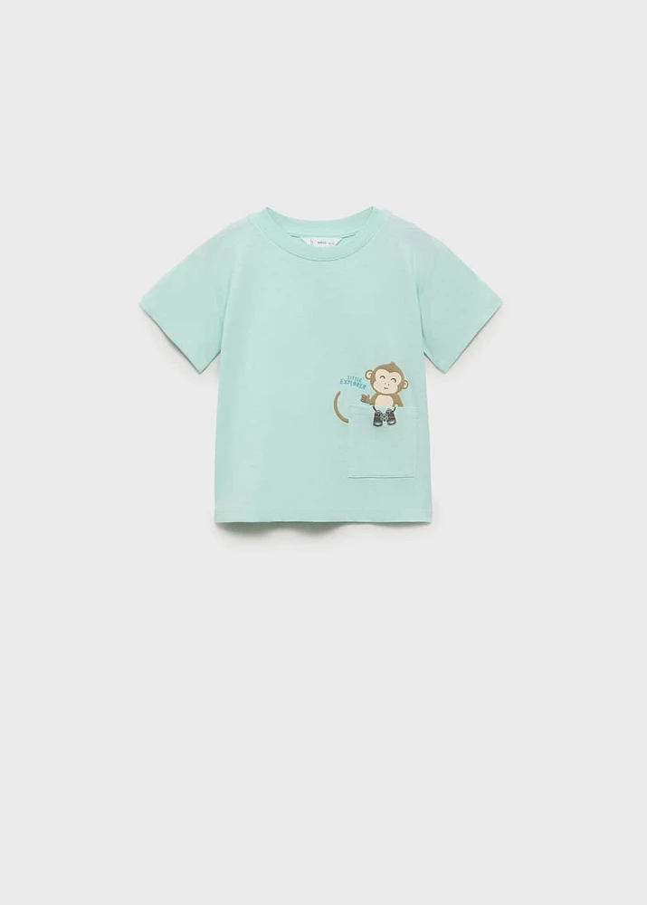 Chest-pocket printed T-shirt