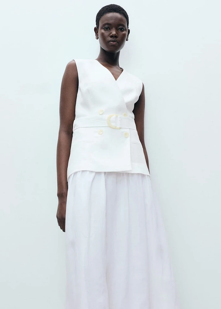 Linen and ramie dress with belt
