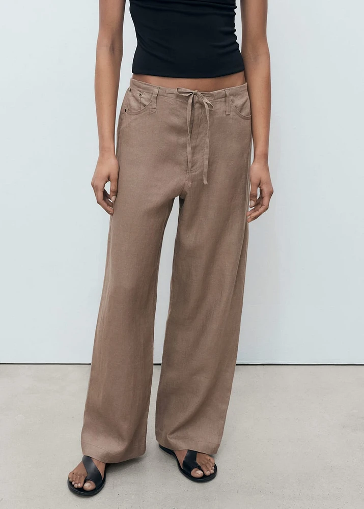 Wide leg linen pants