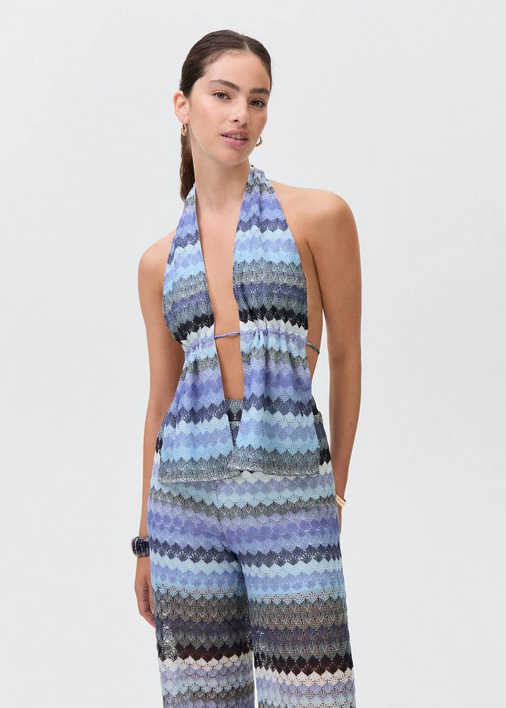 Openwork zig-zag knitted top