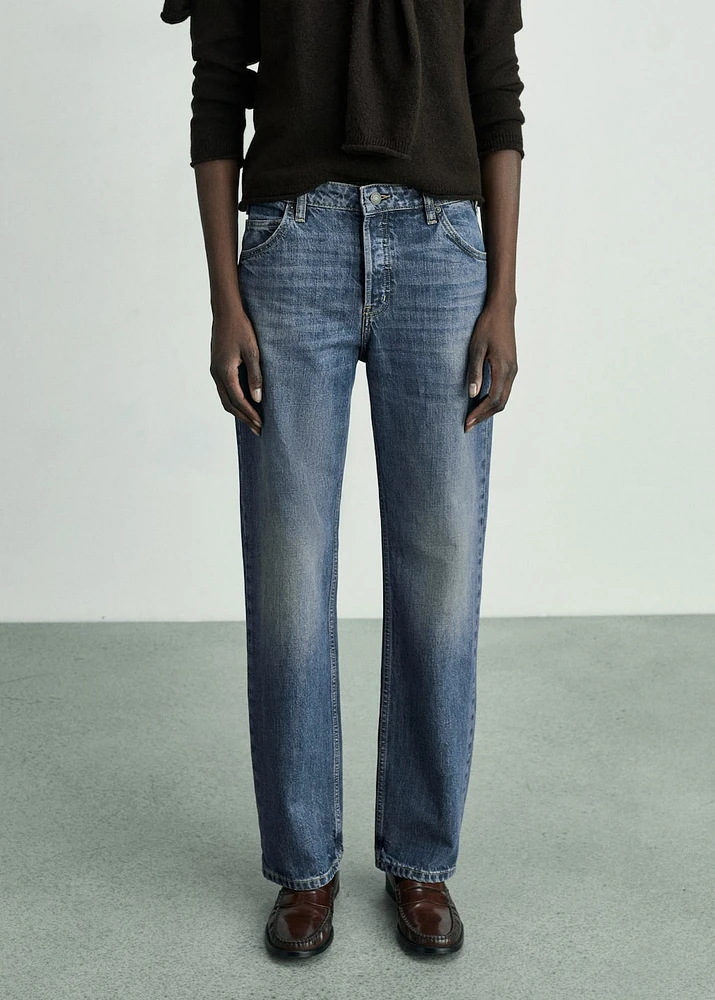 Mid-rise straight jeans