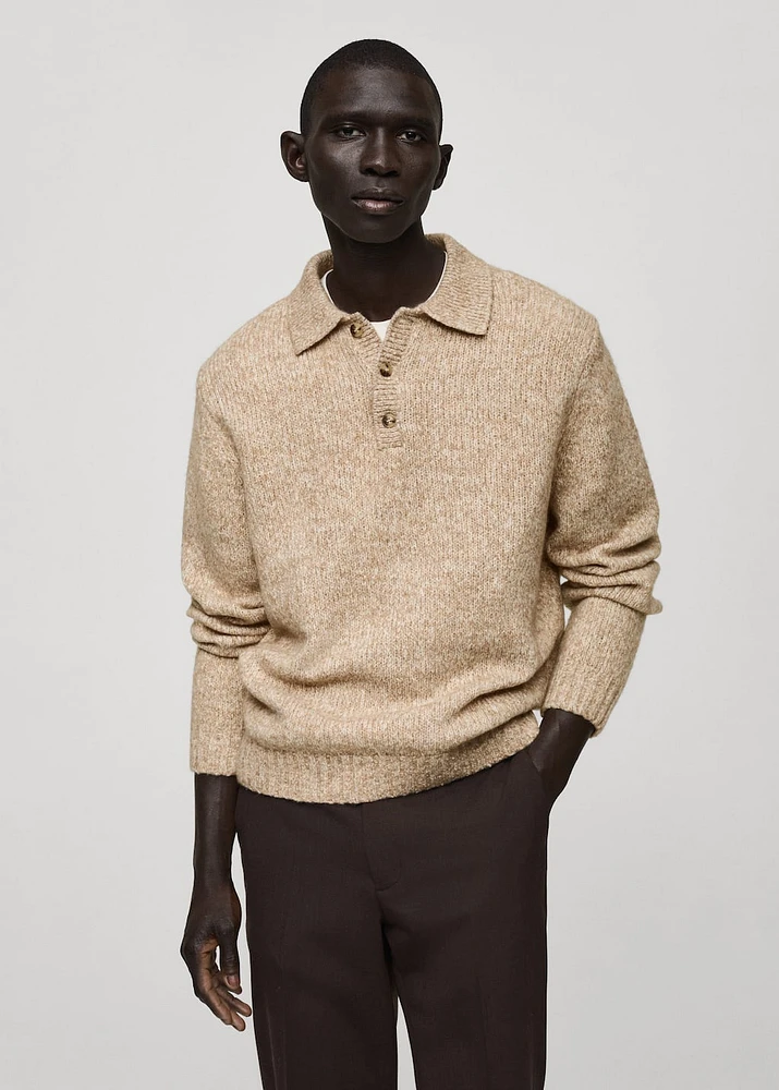 Knitted wool blend polo sweater