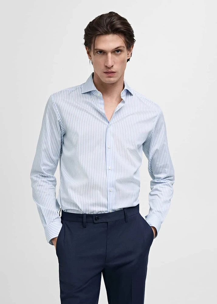 Slim fit cotton striped suit shirt
