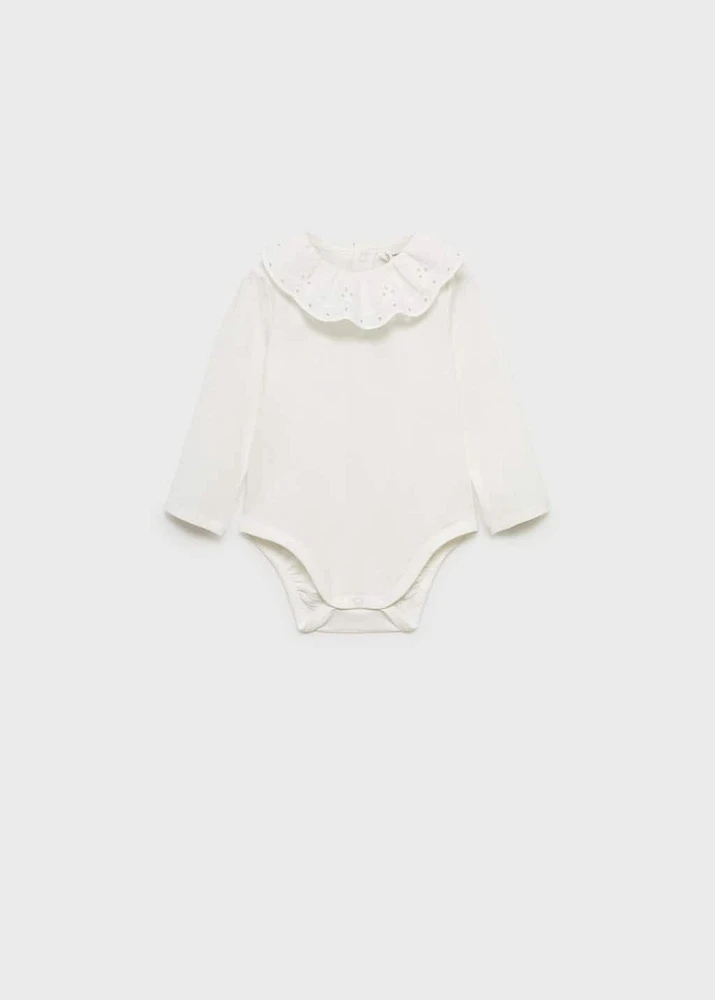 Embroidered babydoll-neck body