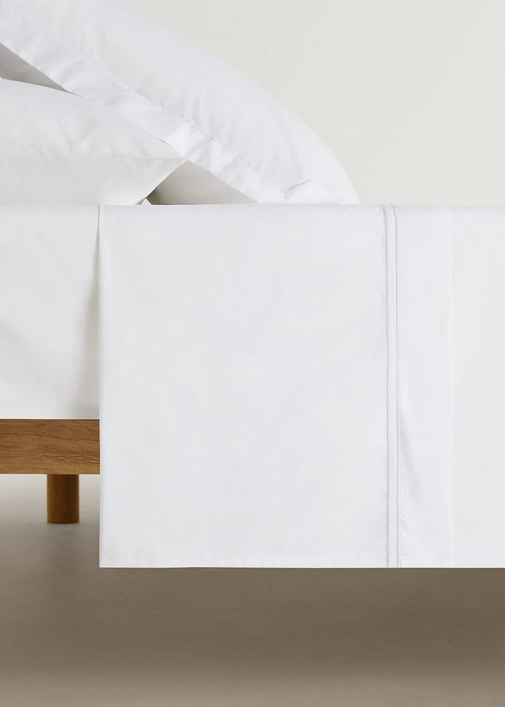 Cotton percale top sheet with scalloped detail for cm bed