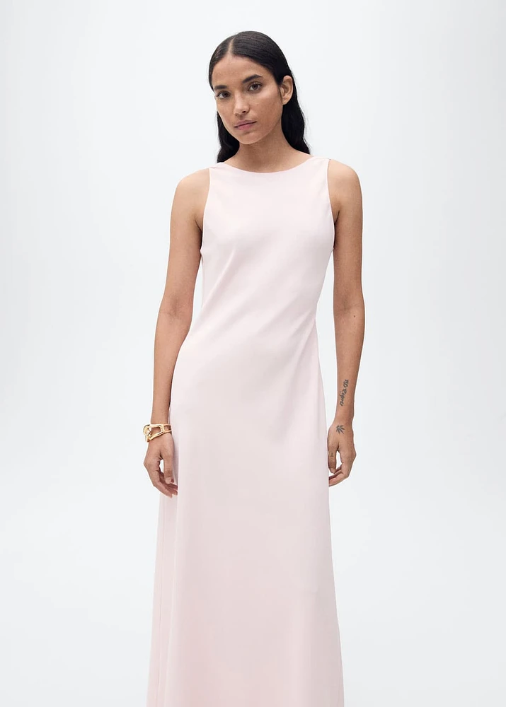 Satin dress with draped back