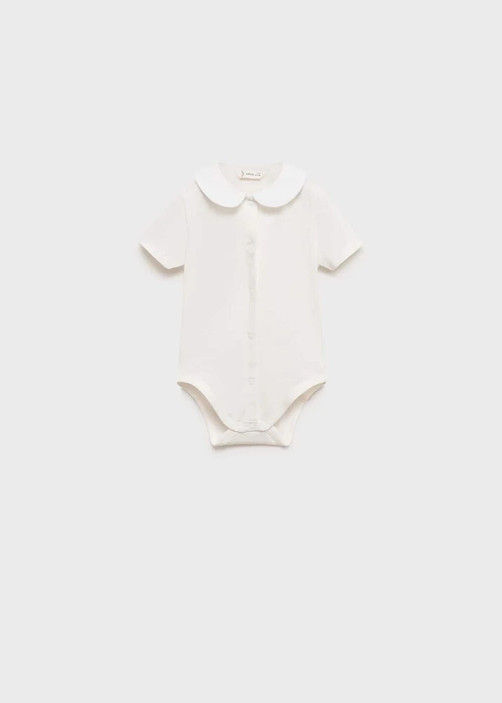 Cotton bodysuit with Peter Pan collar