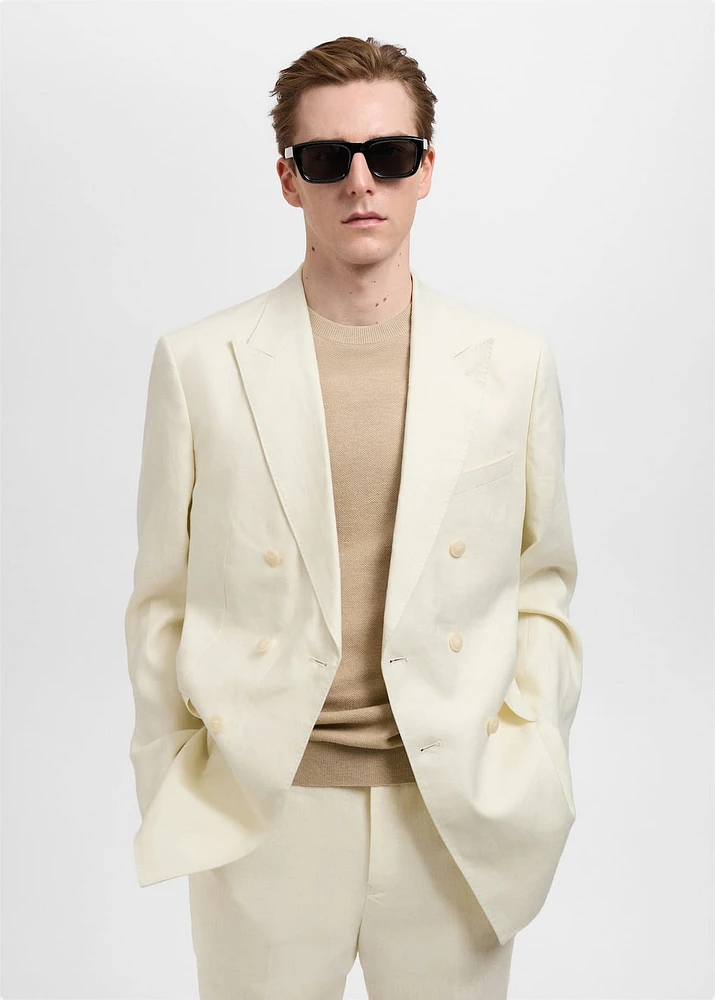 Amalfi 100% linen slim-fit double-breasted suit blazer