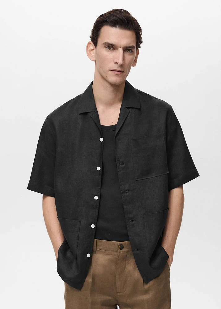 100% linen short sleeve shirt