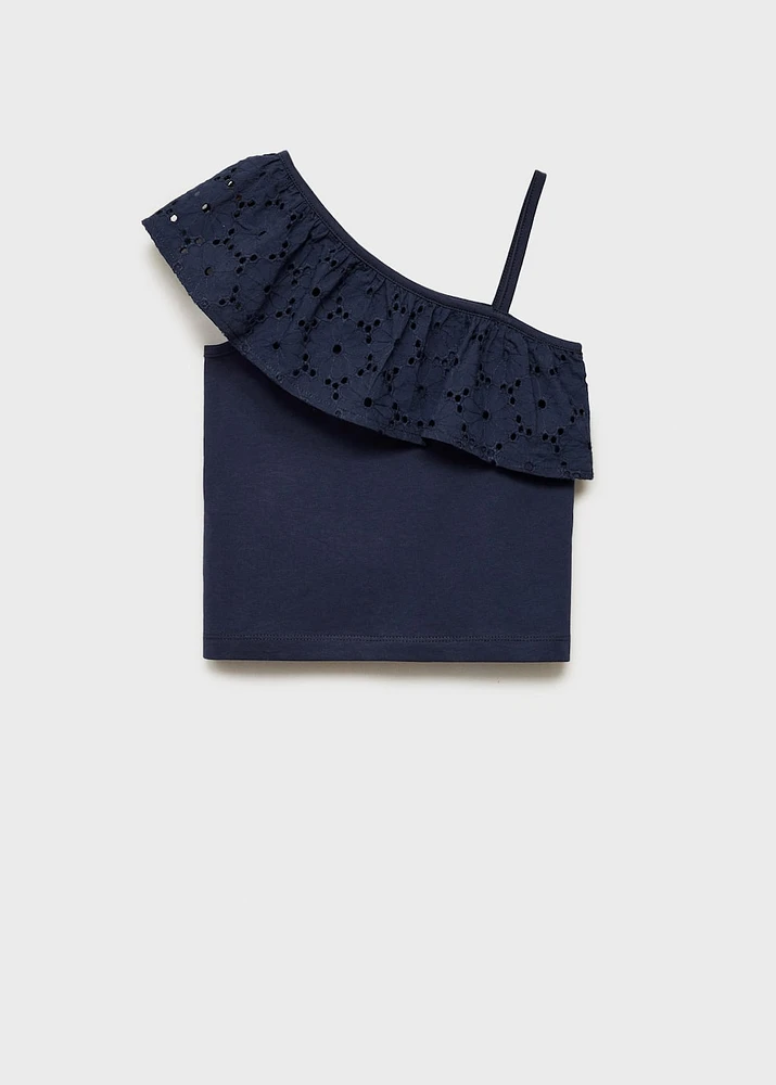 Ruffled asymmetric T-shirt