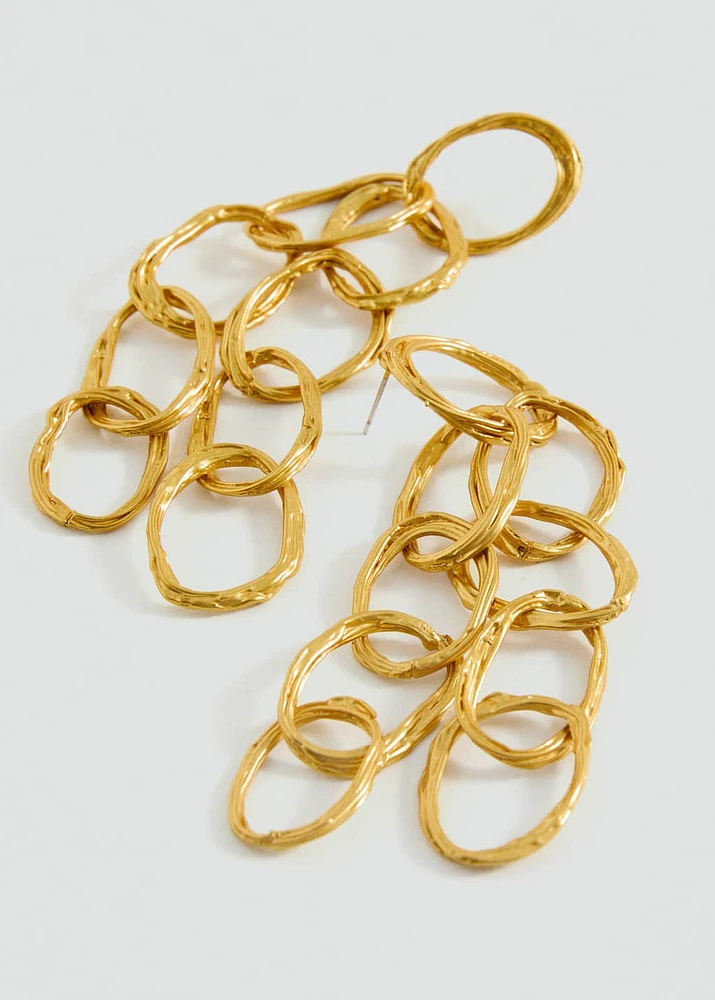 Long earrings with intertwined hoops