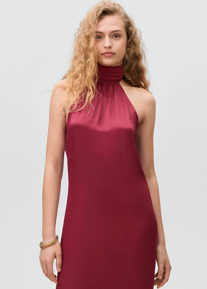 Satin halter neck dress
