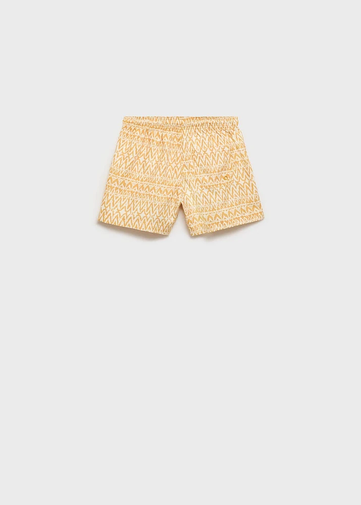 Printed swimsuit with drawstring