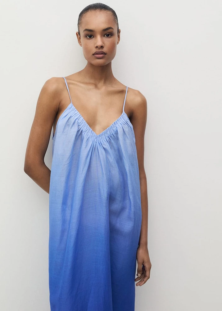 Ramie nightdress with degraded effect