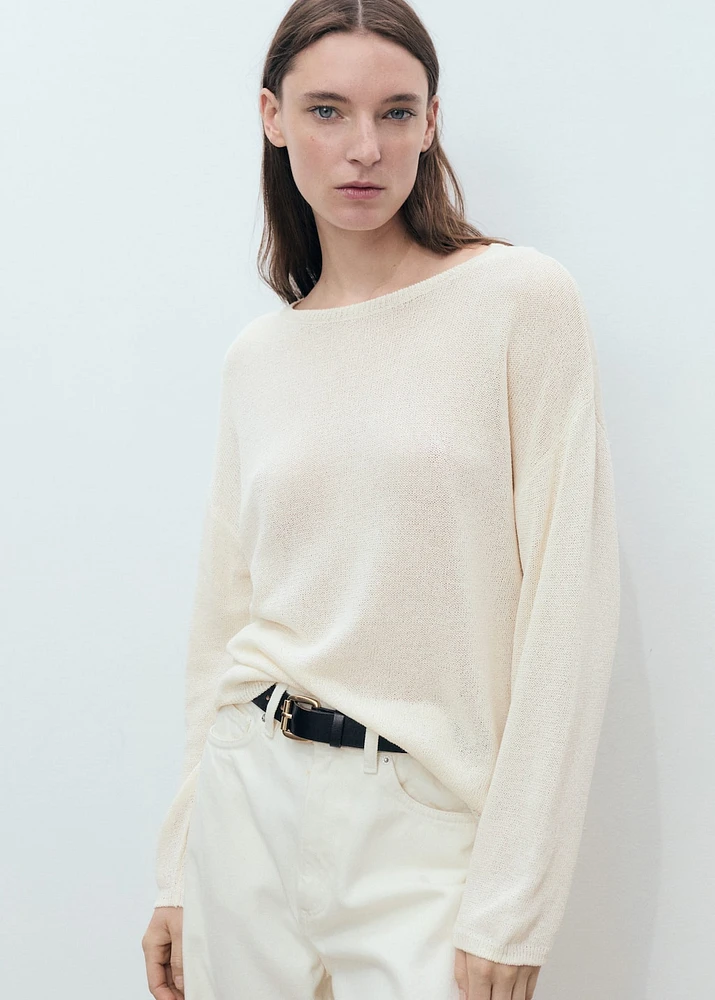 Boat-neck knitted sweater