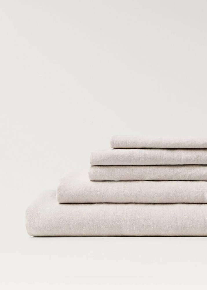 Washed linen fitted sheet for cm bed
