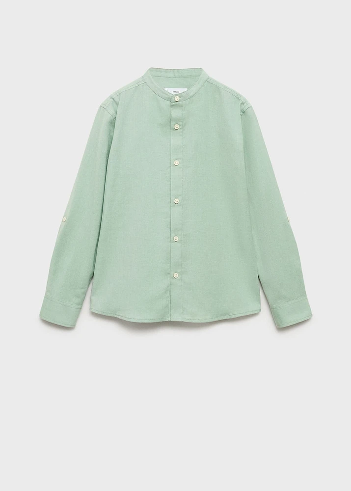Mao collar cotton shirt