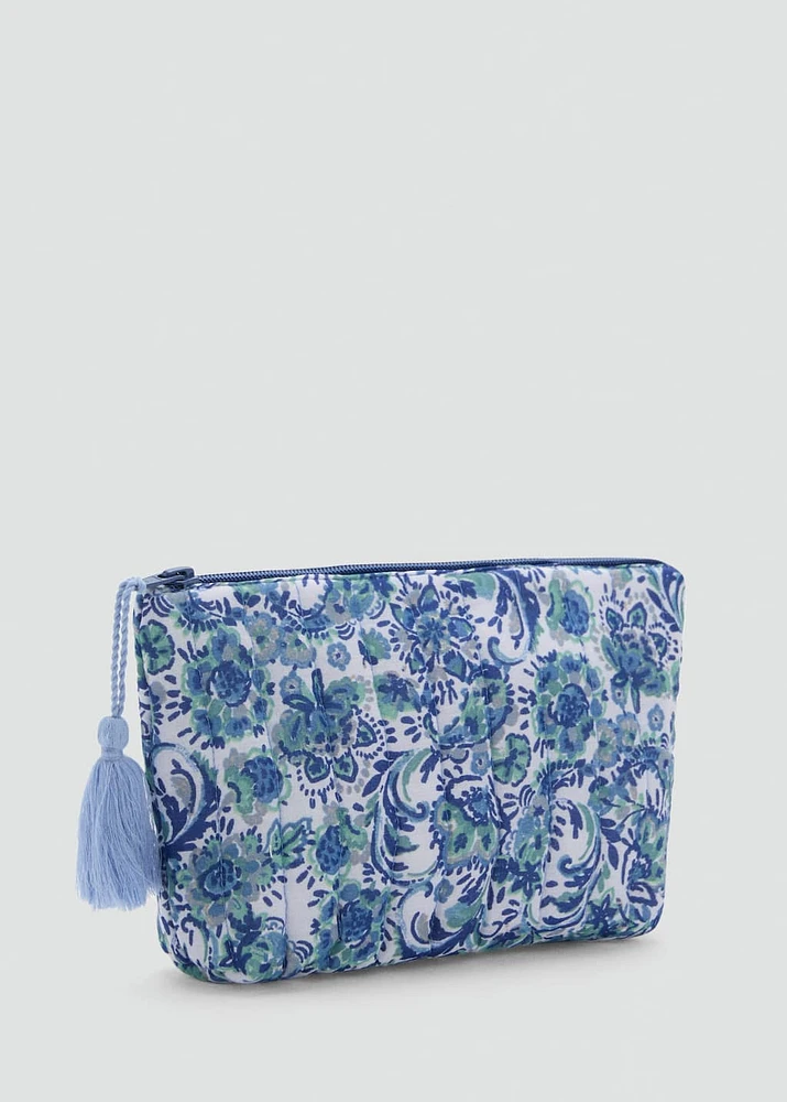 Quilted printed toiletry bag