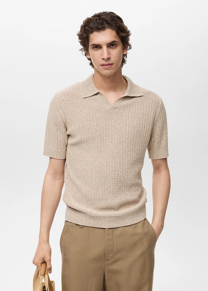 Structured knit cotton polo