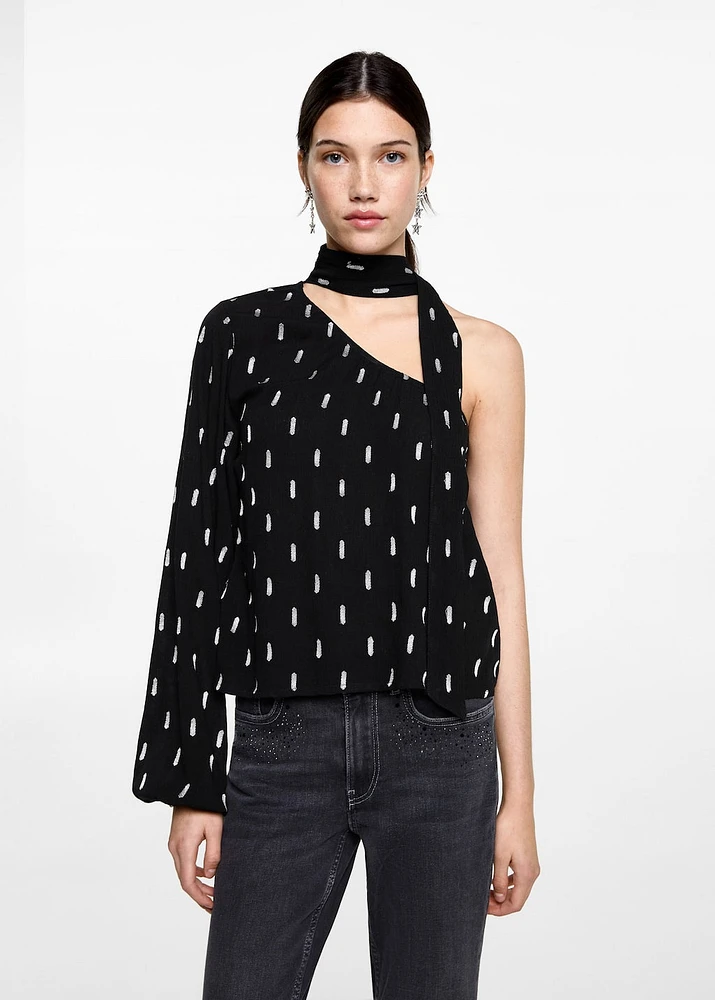 Asymmetrical printed blouse