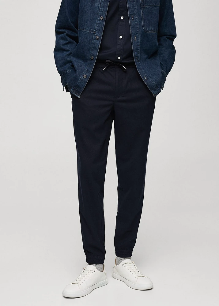 Cotton pants with adjustable drawstring