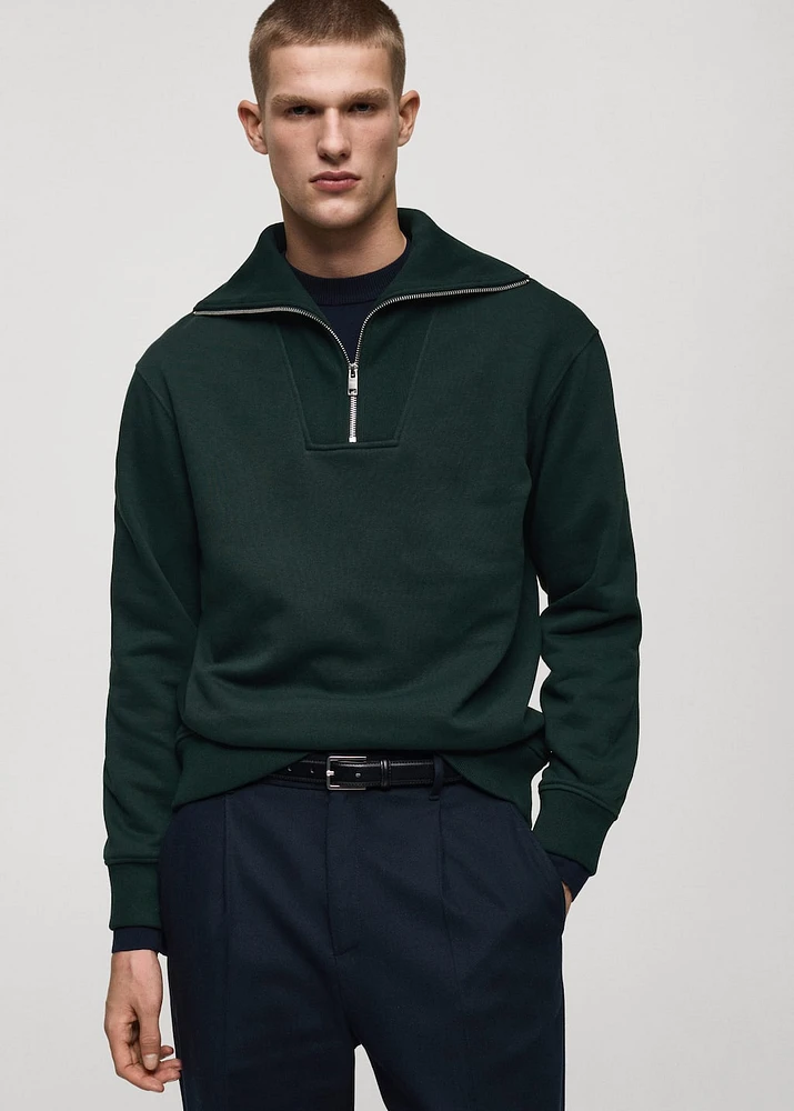 Regular-fit zipper-neck sweatshirt