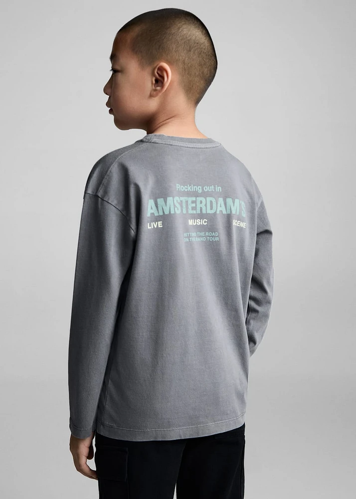 Washed-effect cotton t-shirt