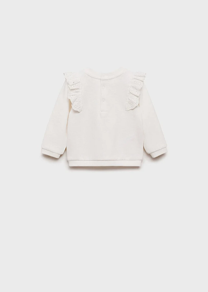 Ruffled embroidered sweatshirt