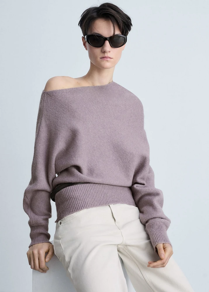 Asymmetrical wool-blend sweater
