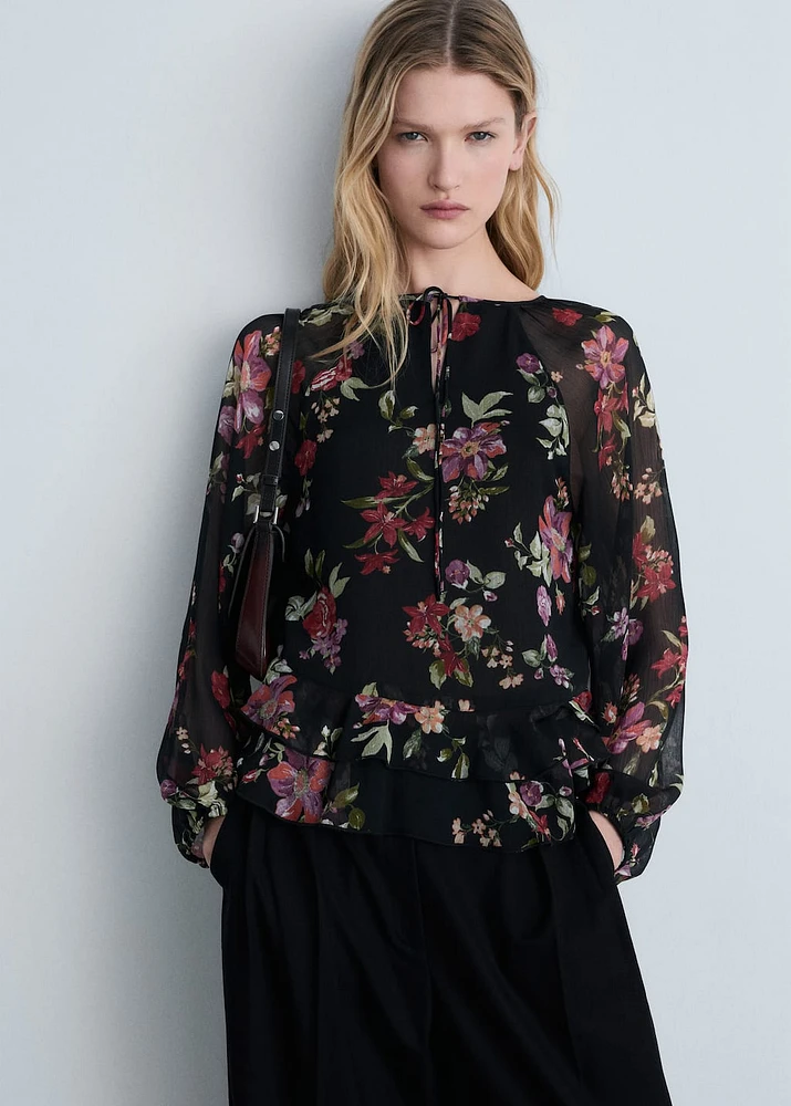 Floral ruffled blouse