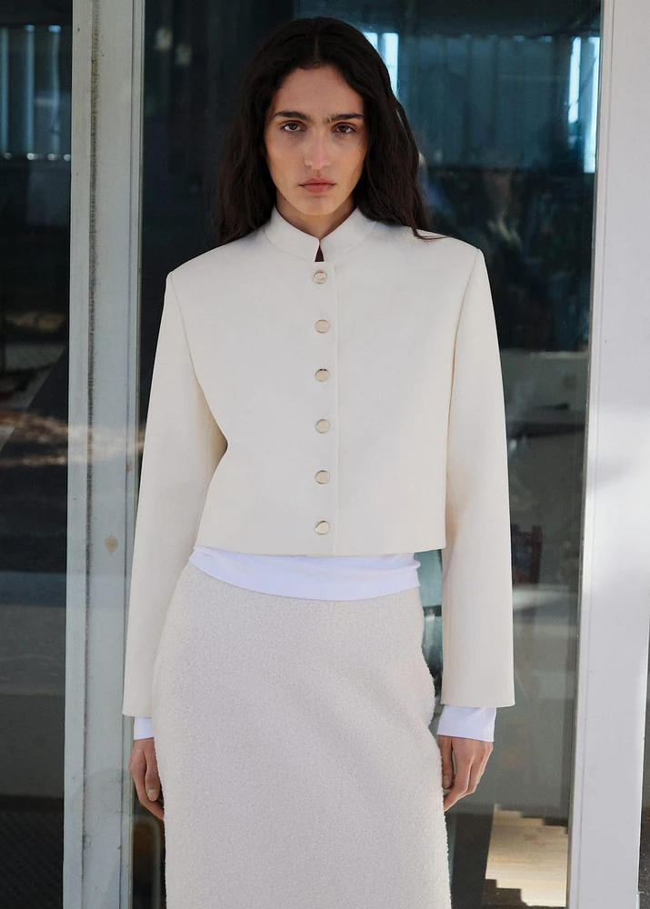 Strip-neck cropped jacket