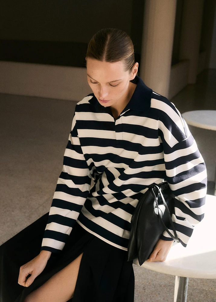 Striped polo-neck sweatshirt