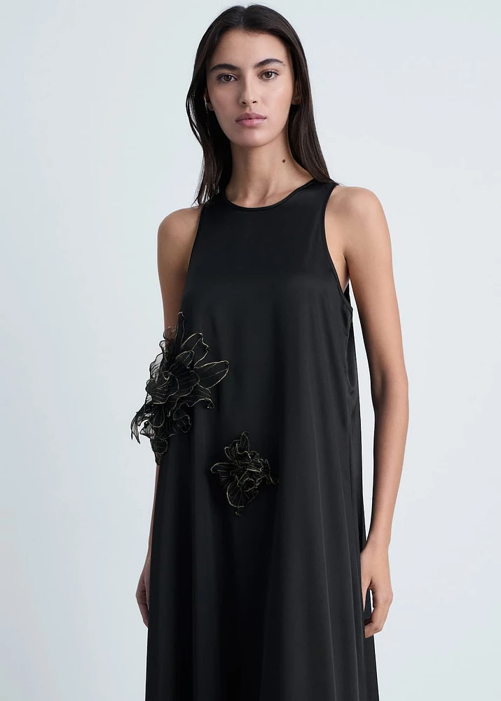 Satin maxi-flower dress