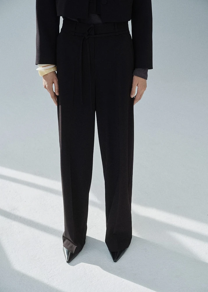 Straight suit pants with bow